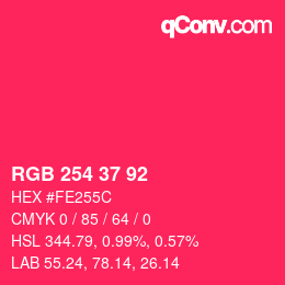 Color code: RGB 254 37 92 | qconv.com