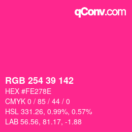 Color code: RGB 254 39 142 | qconv.com