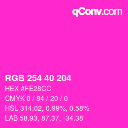 Color code: RGB 254 40 204 | qconv.com