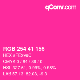 Color code: RGB 254 41 156 | qconv.com