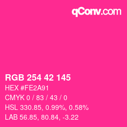 Color code: RGB 254 42 145 | qconv.com