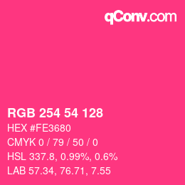 Color code: RGB 254 54 128 | qconv.com