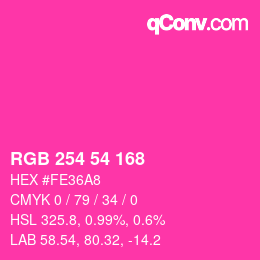 Color code: RGB 254 54 168 | qconv.com
