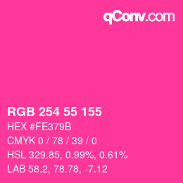 颜色代码: RGB 254 55 155 | qconv.com