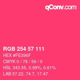 Color code: RGB 254 57 111 | qconv.com