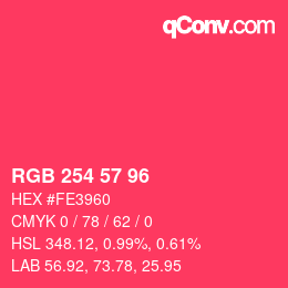Color code: RGB 254 57 96 | qconv.com