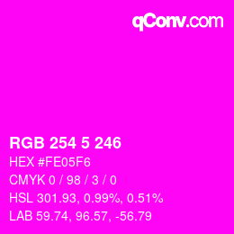 カラーコード: RGB 254 5 246 | qconv.com