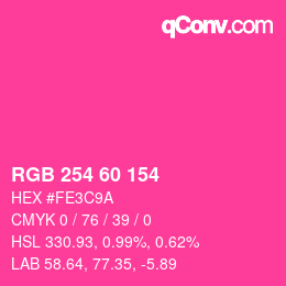 カラーコード: RGB 254 60 154 | qconv.com