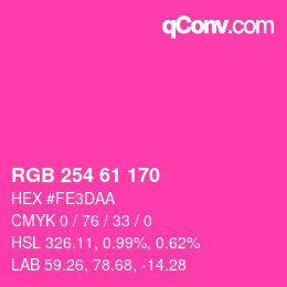 Color code: RGB 254 61 170 | qconv.com