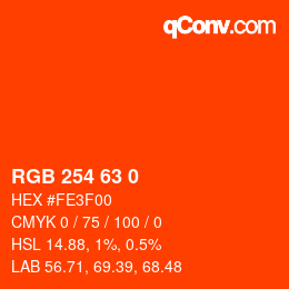 Color code: RGB 254 63 0 | qconv.com