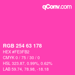 カラーコード: RGB 254 63 178 | qconv.com