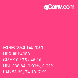 Color code: RGB 254 64 131 | qconv.com