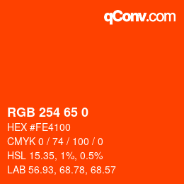 Color code: RGB 254 65 0 | qconv.com