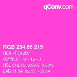 颜色代码: RGB 254 66 215 | qconv.com