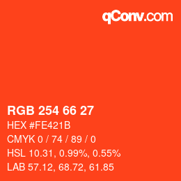 Color code: RGB 254 66 27 | qconv.com