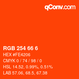 颜色代码: RGB 254 66 6 | qconv.com