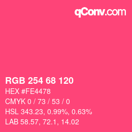 カラーコード: RGB 254 68 120 | qconv.com