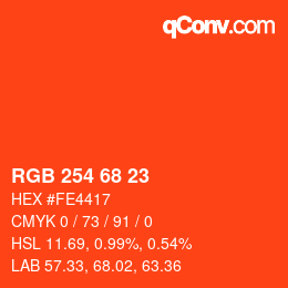 Color code: RGB 254 68 23 | qconv.com