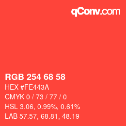 颜色代码: RGBA 254 68 58 1 | qconv.com