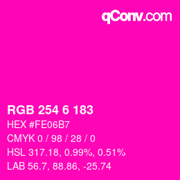 Color code: RGB 254 6 183 | qconv.com