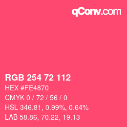 Color code: RGB 254 72 112 | qconv.com