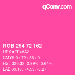 Color code: RGB 254 72 162 | qconv.com