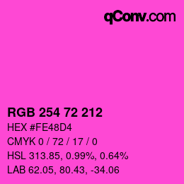 Color code: RGB 254 72 212 | qconv.com