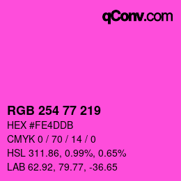 カラーコード: RGB 254 77 219 | qconv.com