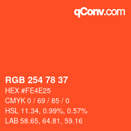 Color code: RGB 254 78 37 | qconv.com