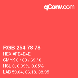 Color code: RGB 254 78 78 | qconv.com