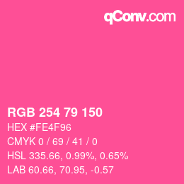Color code: RGB 254 79 150 | qconv.com