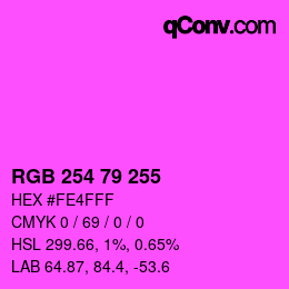 Color code: RGB 254 79 255 | qconv.com