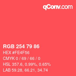 Color code: RGB 254 79 86 | qconv.com