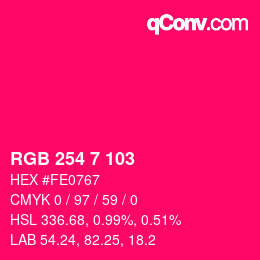 Color code: RGB 254 7 103 | qconv.com