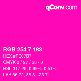 Color code: RGB 254 7 183 | qconv.com