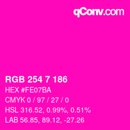 Color code: RGB 254 7 186 | qconv.com