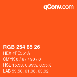 Color code: RGB 254 85 26 | qconv.com