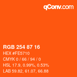 Farbcode: RGB 254 87 16 | qconv.com