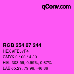 Color code: RGB 254 87 244 | qconv.com