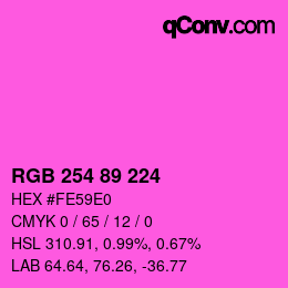 Color code: RGB 254 89 224 | qconv.com