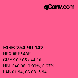 Color code: RGB 254 90 142 | qconv.com