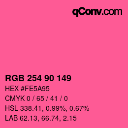 Color code: RGB 254 90 149 | qconv.com