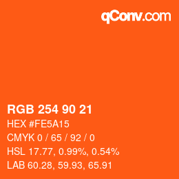 カラーコード: RGB 254 90 21 | qconv.com