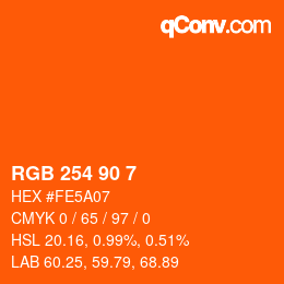 Color code: RGB 254 90 7 | qconv.com