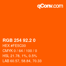カラーコード: RGB 254 92.2 0 | qconv.com
