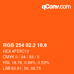 カラーコード: RGB 254 92.2 18.6 | qconv.com