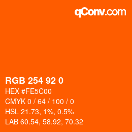 カラーコード: RGB 254 92 0 | qconv.com