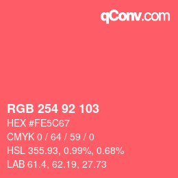 Color code: RGB 254 92 103 | qconv.com