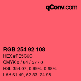 カラーコード: RGB 254 92 108 | qconv.com