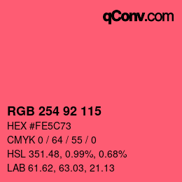 カラーコード: RGB 254 92 115 | qconv.com